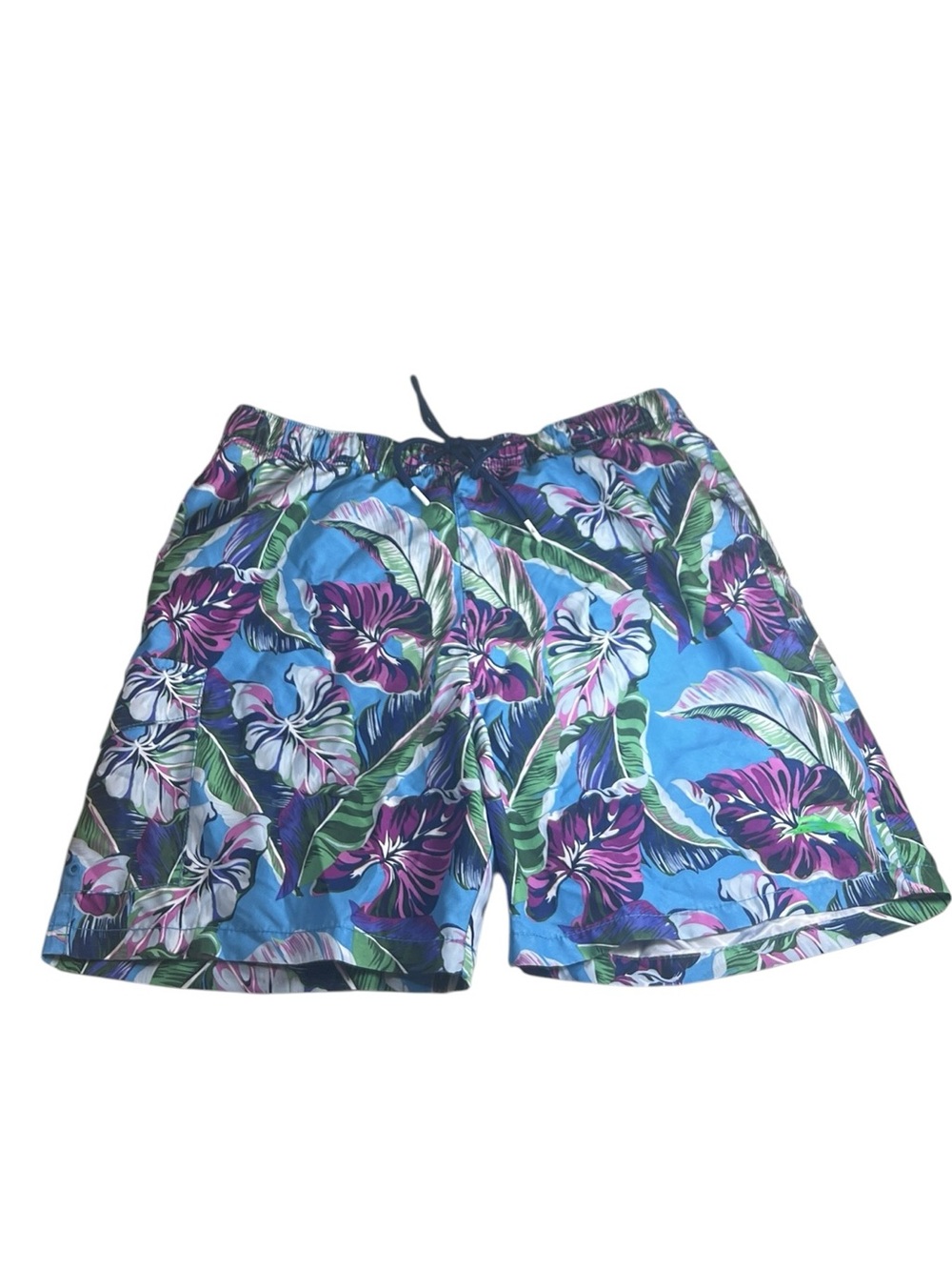 Tommy Bahama Mens Blue Tropical Leaves Swim Board Shorts Vacation Beach Cruise